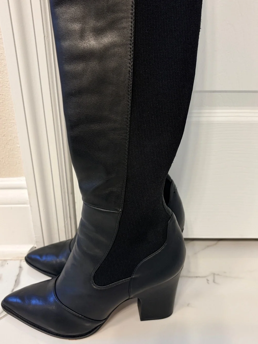 Sam Edelman Natasha Over The Knee Leather Boots Black 8